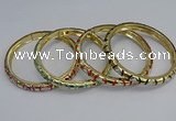 CEB85 7mm width gold plated alloy with enamel bangles wholesale