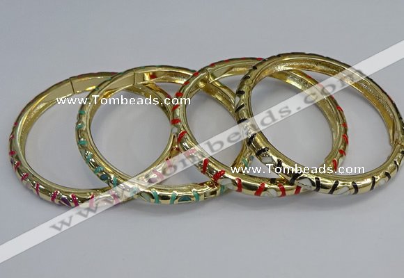 CEB85 7mm width gold plated alloy with enamel bangles wholesale