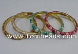 CEB86 7mm width gold plated alloy with enamel bangles wholesale