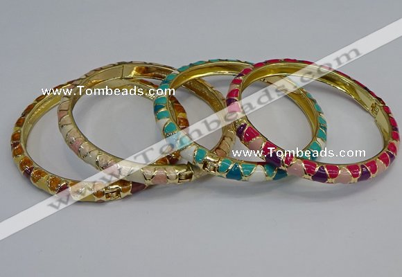 CEB86 7mm width gold plated alloy with enamel bangles wholesale