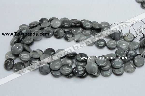 CEE14 15.5 inches 18mm flat round eagle eye jasper beads wholesale