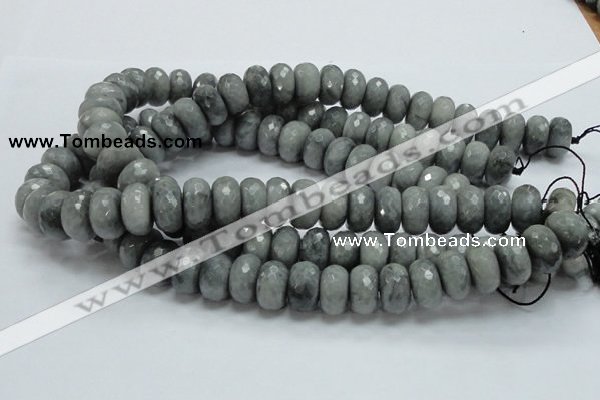 CEE26 15.5 inches 10*18mm faceted rondelle eagle eye jasper beads