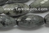 CEE32 15.5 inches 15*30mm faceted rice eagle eye jasper beads