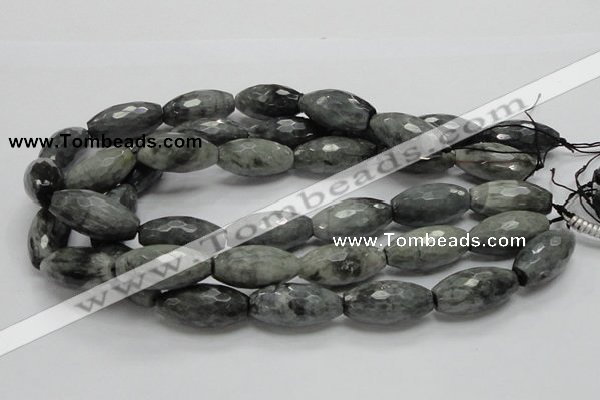 CEE32 15.5 inches 15*30mm faceted rice eagle eye jasper beads