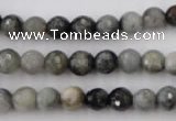 CEE352 15.5 inches 8mm faceted round eagle eye jasper beads