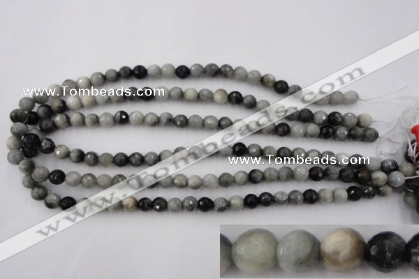 CEE352 15.5 inches 8mm faceted round eagle eye jasper beads