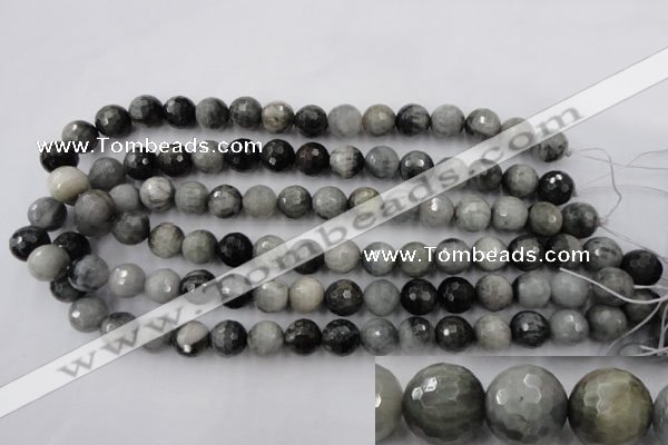 CEE354 15.5 inches 12mm faceted round eagle eye jasper beads