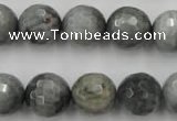 CEE355 15.5 inches 14mm faceted round eagle eye jasper beads