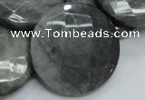 CEE41 15.5 inches 40mm faceted coin eagle eye jasper beads wholesale