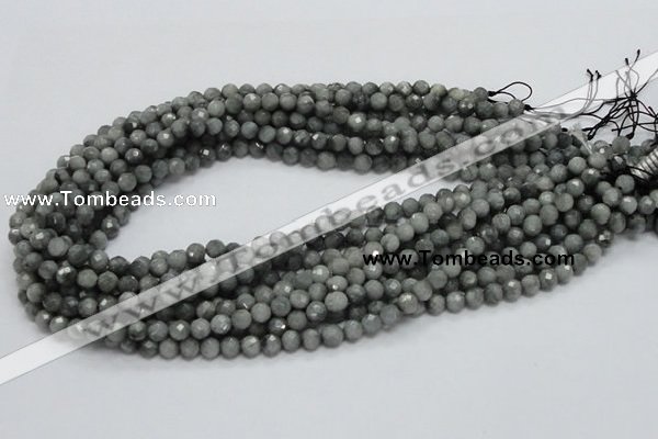 CEE48 15.5 inches 4mm faceted round eagle eye jasper beads wholesale