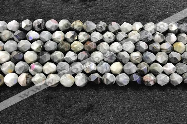 CEE531 15.5 inches 8mm faceted nuggets eagle eye jasper beads