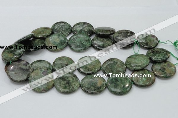 CEM04 15.5 inches 30mm flat round emerald gemstone beads wholesale