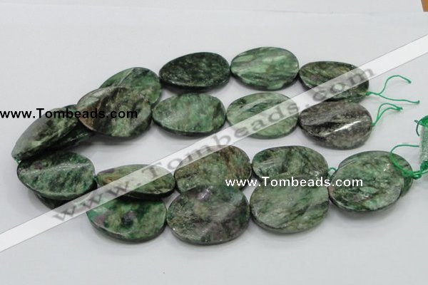 CEM26 15.5 inches 30*40mm twisted oval emerald gemstone beads