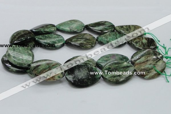 CEM30 15.5 inches 30*40mm twisted teardrop emerald gemstone beads