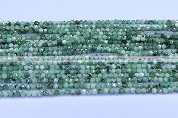 CEM77 15 inches 2mm faceted round emerald beads