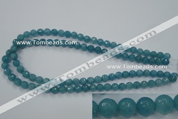 CEQ14 15.5 inches 8mm faceted round blue sponge quartz beads