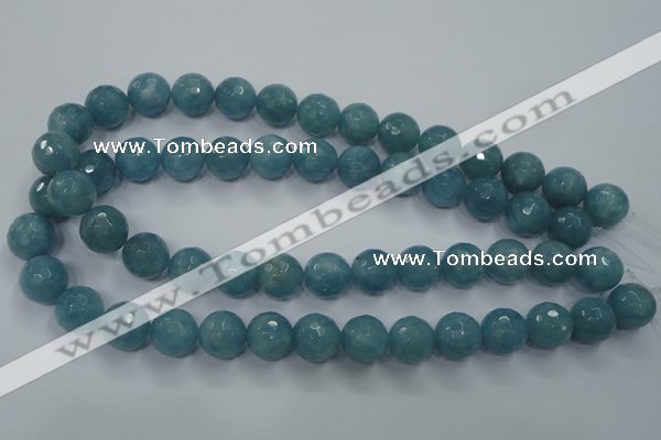 CEQ17 15.5 inches 14mm faceted round blue sponge quartz beads