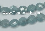 CEQ181 15.5 inches 10mm faceted coin blue sponge quartz beads