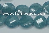 CEQ183 15.5 inches 14mm faceted coin blue sponge quartz beads