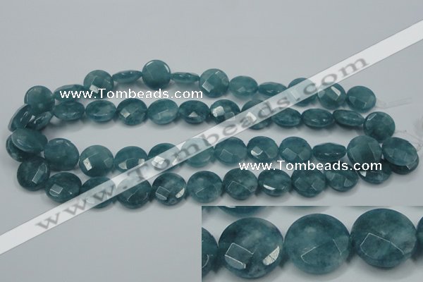 CEQ184 15.5 inches 16mm faceted coin blue sponge quartz beads