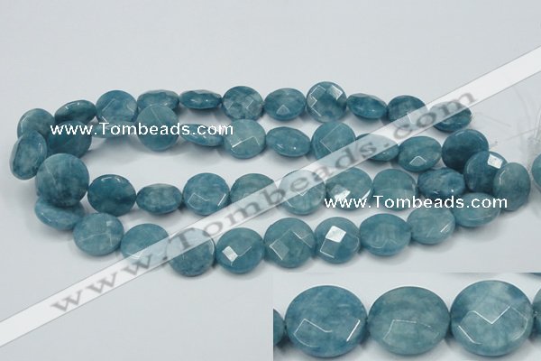 CEQ185 15.5 inches 18mm faceted coin blue sponge quartz beads