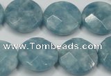 CEQ186 15.5 inches 20mm faceted coin blue sponge quartz beads