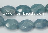 CEQ192 15.5 inches 12*16mm faceted oval blue sponge quartz beads