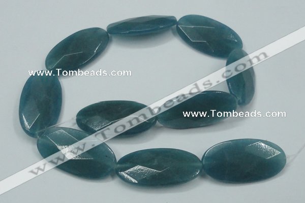 CEQ197 15.5 inches 20*40mm faceted oval blue sponge quartz beads