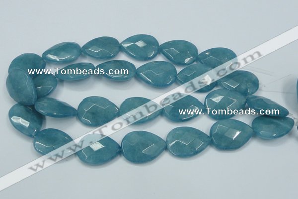 CEQ207 15.5 inches 22*30mm faceted flat teardrop blue sponge quartz beads