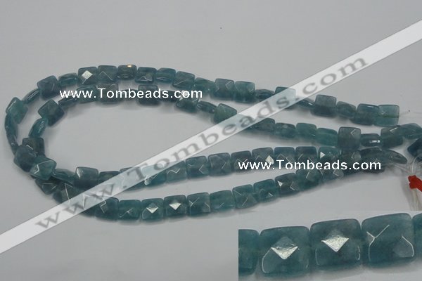 CEQ221 15.5 inches 10*10mm faceted square blue sponge quartz beads