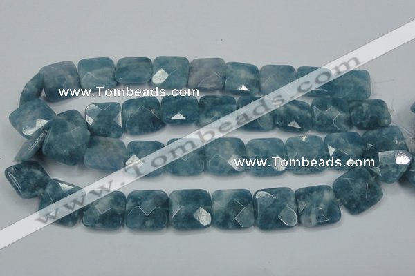 CEQ226 15.5 inches 20*20mm faceted square blue sponge quartz beads