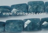 CEQ234 15.5 inches 15*20mm faceted rectangle blue sponge quartz beads