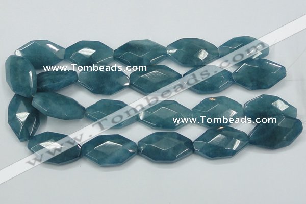 CEQ248 15.5 inches 20*35mm faceted octagonal blue sponge quartz beads