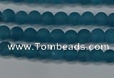 CEQ265 15.5 inches 4mm round matte blue sponge quartz beads