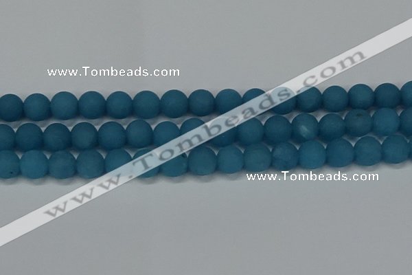 CEQ269 15.5 inches 12mm round matte blue sponge quartz beads