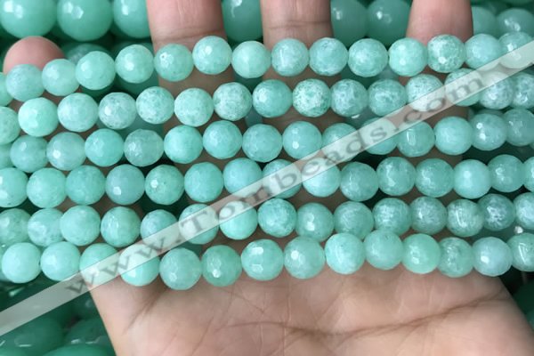 CEQ311 15.5 inches 6mm faceted round green sponge quartz beads