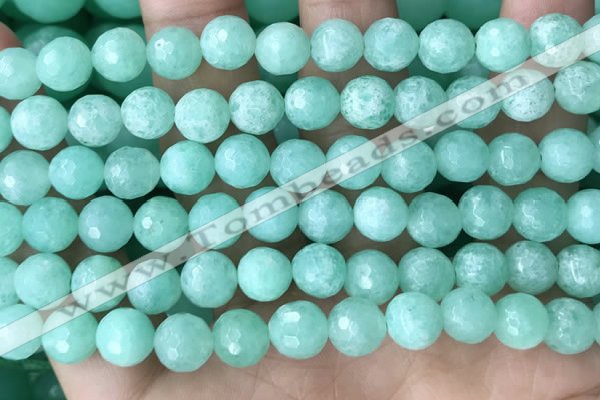 CEQ312 15.5 inches 8mm faceted round green sponge quartz beads