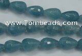 CEQ50 15.5 inches 8*12mm faceted teardrop blue sponge quartz beads