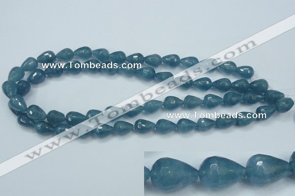 CEQ51 15.5 inches 10*14mm faceted teardrop blue sponge quartz beads