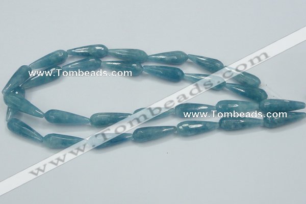 CEQ55 15.5 inches 10*30mm faceted teardrop blue sponge quartz beads