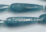 CEQ56 15.5 inches 12*40mm faceted teardrop blue sponge quartz beads