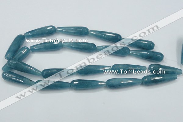 CEQ56 15.5 inches 12*40mm faceted teardrop blue sponge quartz beads