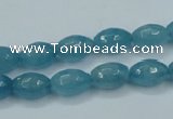 CEQ71 15.5 inches 8*12mm faceted rice blue sponge quartz beads