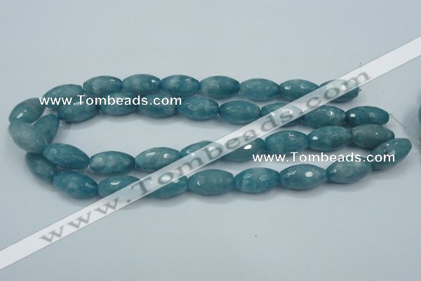 CEQ76 15.5 inches 13*23mm faceted rice blue sponge quartz beads