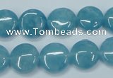 CEQ94 15.5 inches 14mm flat round blue sponge quartz beads