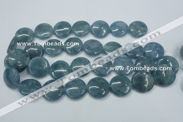 CEQ98 15.5 inches 25mm flat round blue sponge quartz beads