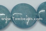 CEQ99 15.5 inches 30mm flat round blue sponge quartz beads