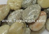 CFA15 15.5 inches 18*25mm flat teardrop chrysanthemum agate beads