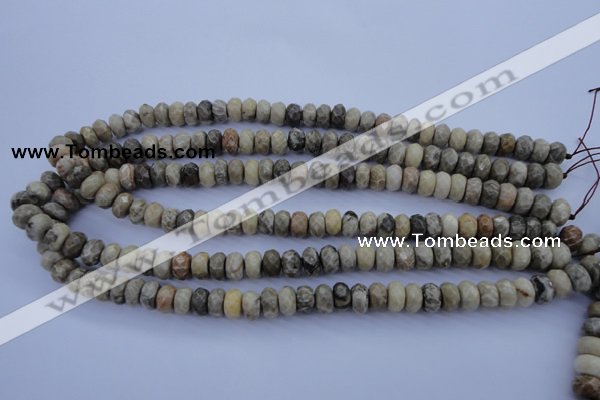 CFA210 15.5 inches 6*10mm faceted rondelle chrysanthemum agate beads