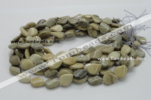 CFA23 15.5 inches 15*20mm twisted teardrop chrysanthemum agate beads